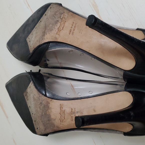 Yves Saint Laurent | Rive Gauche Black Leather Pumps With Tassels Sz 38 - Picture 10 of 13